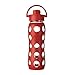 Lifefactory 22-Ounce BPA-Free Glass Water Bottle with Flip Cap and Silicone Sleeve, Red