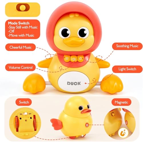 AM ANNA 3 Pcs Musical Duck Crawling Baby Toys Set with Music & Light for Baby 6 to 12 Months, Crawling Baby Toys Early Learning Educational Toy for Babies 12 18 Months Birthday Toy for 1 2 Year Old