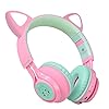Riwbox Bluetooth Headphones, CT-7 Cat Ear LED Light Up Wireless Foldable Headphones Over Ear with Microphone and Volume…