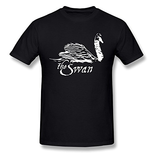 LongRVEA Men's White Swan Swimming T Shirt XX-Large Black