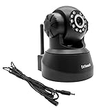 iZtouch IZSP-012 Black + 10ft Black Extension DC Power Cable 1280x720P HD H.264 Wireless/Wired IP Camera with Two-Way Audio Night Vision Pan/Tilt Control QR Code Scan