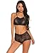 Oheetu Women's Bralette Bra and Panty Set Lace Babydoll Strappy Lingerie Sleepwear