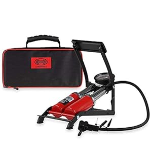 HEYNER® 22500N voetluchtpomp dubbele cilinder 2 cilinders met manometer tot 10 bar + tas