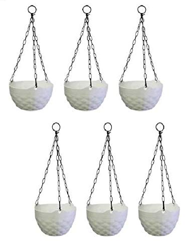 EOAN White Hanging Plant Pot Holder Flower Pots(Set of 6)