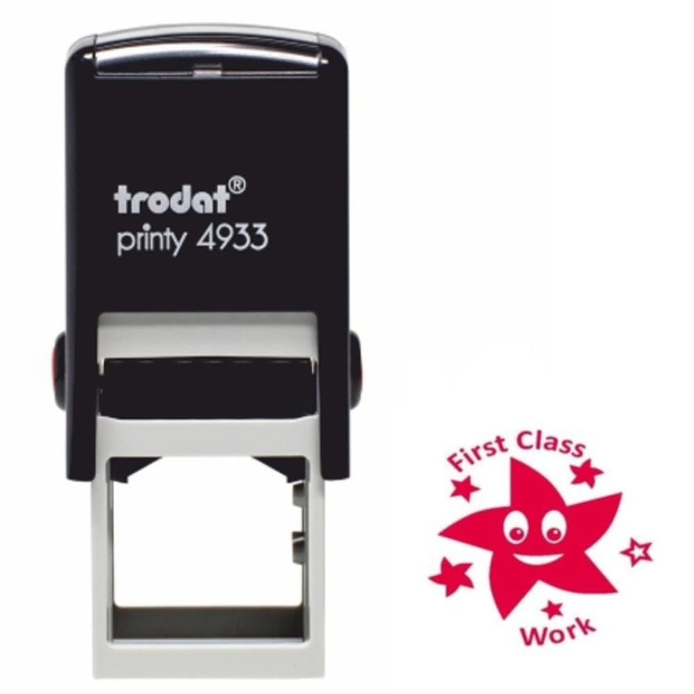 Trodat Teacher "First Class Work" Classmates Education Stamp,Black Body - Red Ink,Small