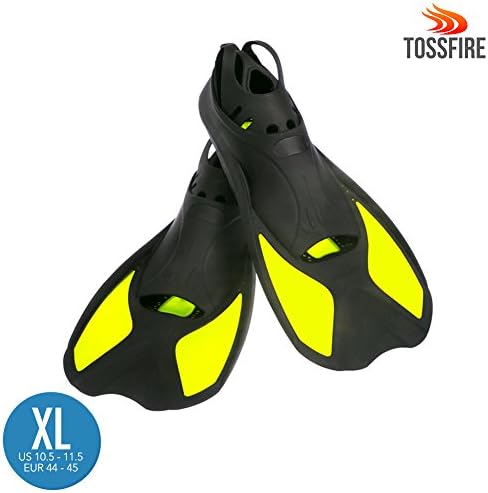Adjustable Snorkel Fins Short Floating Swimming Fins for Women Men and Children US size 10.5-11.5 Lightweight Thermoplastic Rubber Pool for Snorkeling Swimming Diving Snorkeling Watersports – Yellow