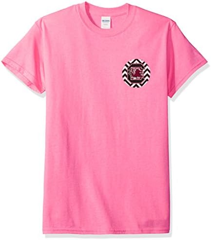 New World Graphics NCAA South Carolina Fighting Gamecocks Chevron Short Sleeve, Large, Safety Pink