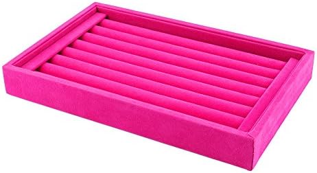 Obula(TM) Velvet Jewelry Ring Earrings Cufflinks Display Box Storage Case Holder Organizer T Bar 1PCS PINK BLACK GREY