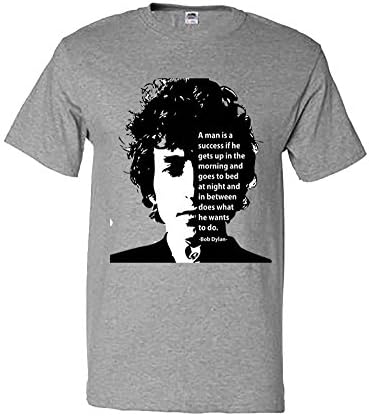 Palalula Men's Music Bob Dylan Face 4 Tribute T-Shirt L Grey