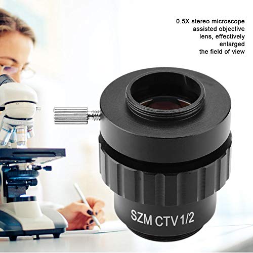 Jadpes Stereo Microscope Objective Lens, 0.5X C-Mount Objective Lens 1/2 CTV Adapter for SZM Video Digital Camera Trinocular Stereo MICR