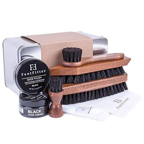 FootFitter Complete Shoe Cleaning, Polishing, and Shining Set Black
