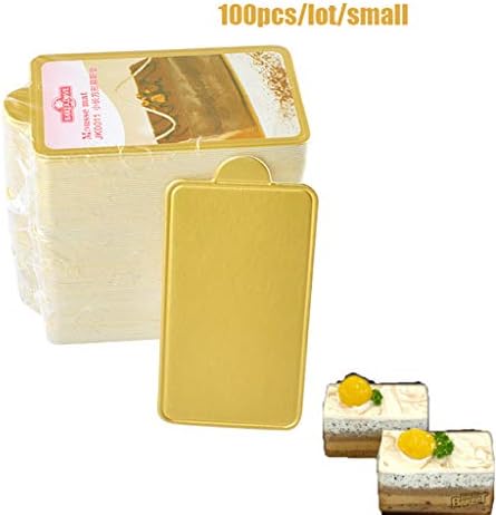 JOYKK 100Piece Golden Rectangular Paper Cake Board Deco Display Wedding Birthday1.5x2.7in - 9# Golden small rectangle