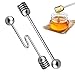 2 Pieces Stainless Steel Honey Dippers Stirring Stick Stirrer, Straight and Curved Syrup Spoon Wand serve for Honey Pot Jar Containers