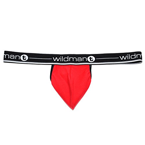 WildmanT Men's Big Pouch Strapless Jock Strap (Small, Red)