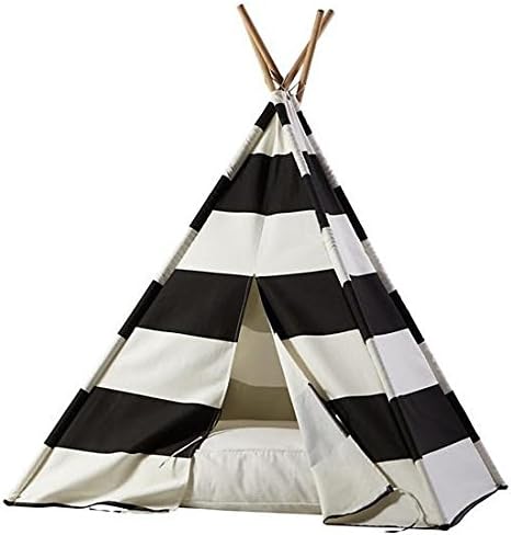 Children's Canvas Teepee Playhouse Tent - 100% Cotton - New Zealand Pine Wood Pole Imported (Blue Stripe)