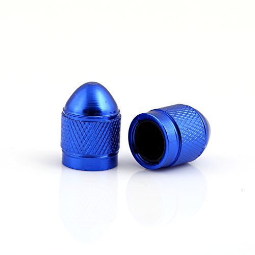image for GODESON Blue Car Tire Valve Stems Cap Bullet Style Tire Valve Cap from
