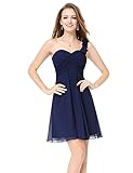 Ever Pretty One Shoulder Flowers Padded Ruffles Short Bridesmaid Dress 03535