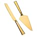 Ella Celebration Wedding Cake Knife and Server Set, Cutting Set for Bride and Groom, Modern Servers (Gold)