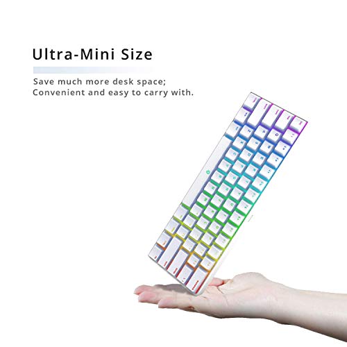 DREVO Seer Pro Mini Teclado mecánico alámbrico/inalámbrico con Bluetooth 5.1 de 61 Teclas marcadas, retroiluminación RGB,US Layout Gateron Switch (Marrón Switch, Blanco) - Imagen 3