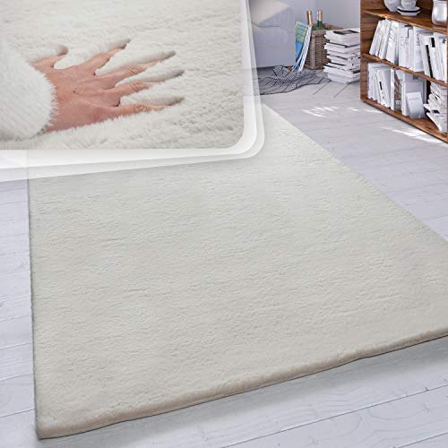 Paco Home Hochflor Teppich Wohnzimmer Schlafzimmer Shaggy Modern Flauschiger Fellteppich Weich Fell Imitat Kunstfell Einfarbig, Grösse:160x230 cm, Far