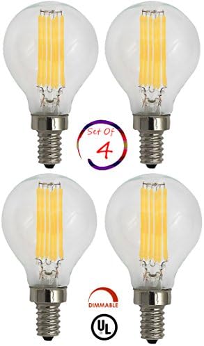 SleekLighting 6 Watt G16.5 E12 LED Filament Globe Light Bulb,Dimmble (60W Incandescent Replacement) Warm White 2700K - 4 pack