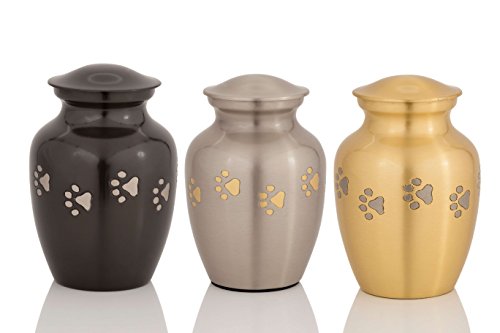 Enshrined Memorials Cremation Urn for Funeral by Cerberus Series Quality Medium Pet Dog Cat Handcrafted Solid Brass Affordable for Ashes in Velvet Bag Engraving Design