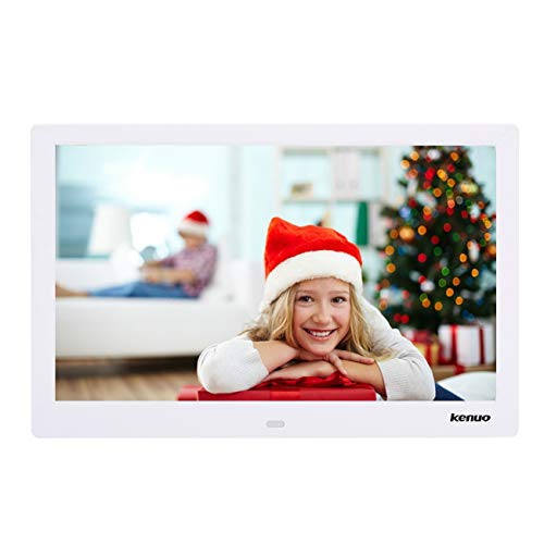 Digital Video Picture Frame 13 Inch,Kenuo 1280 x 800 HD LED Screen with Calendar, MP3/Photo/Video Player with Remote Control - White