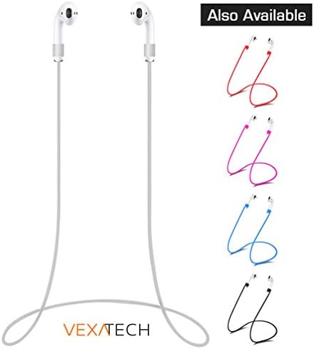 AirPods Strap Anti-Loss Sport Silicone Cable for Apple Wireless AirPods - Never Lose Your AirPods - Perfect for Sports and Daily Use (White)