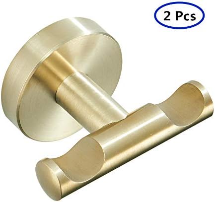 BigBig Home Double Towel Hooks Holder, 2 Pack Stainless Steel Robe Hooks Organizer Towel Suction Coat Hook Bathroom Kitchen Accessory Wall Mount
