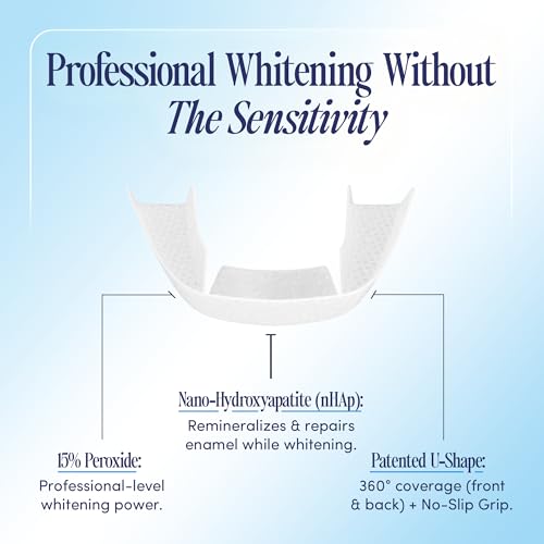 BocaBella Teeth Whitening Trays U-Wraps - 15% Hydrogen Peroxide Whitening Strips & Tray Alternative - Nano-Hydroxyapatite Enamel Safe - 10 Treatments - Up to 23 Shades Whiter - No Harsh Sensitivity