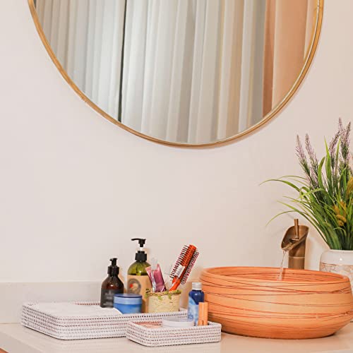 CELEZAR Wicker Baskets Trays Rattan Serving Tray Rectangle Vanity