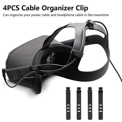 Accessories Bundle for Oculus Quest, Kit with Silicone Mask Pad Cover, Controller Knuckle Grip Strap, One-Side Headphones and Cable Clip Organizer for Oculus Quest - Thumbnail 5