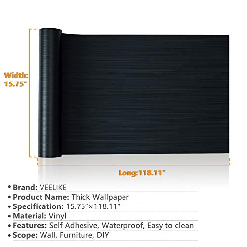 VEELIKE Blue Brushed Stainless Steel Contact Paper 15.74"×118.11" Rust Resistance Waterproof