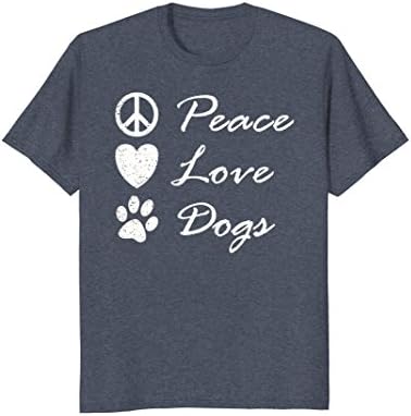 Mens Peace Love Dogs Cute Funny Paw Print Hippy T-Shirt 3XL Heather Blue