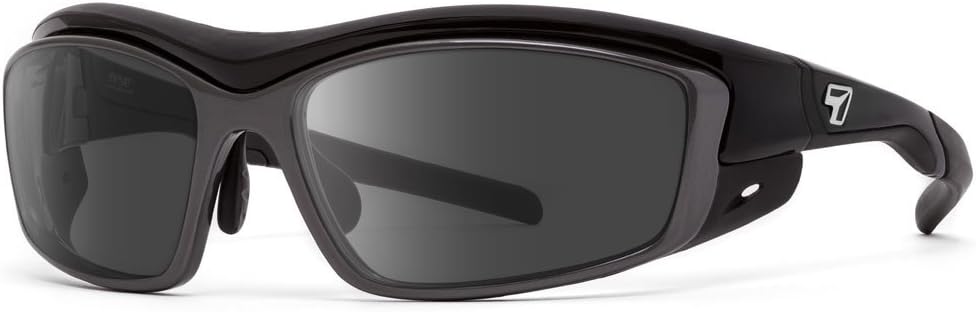 7eye by PanoptxRocker Interchangeable SharpView Sunglasses, Black Glossy Frame, Gray/Clear Lens, Small/Medium (4905P1)