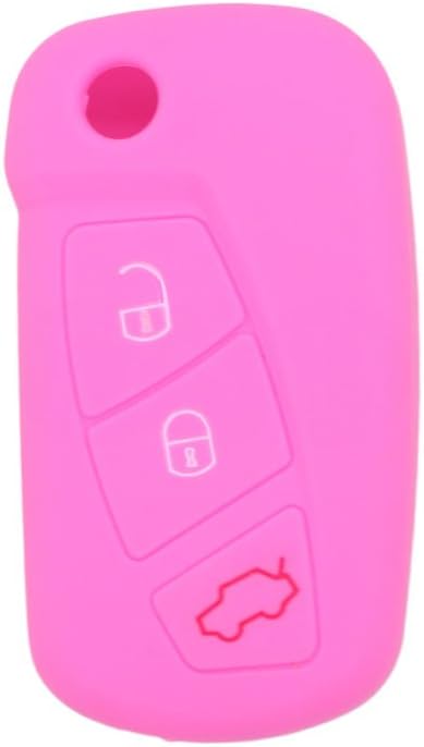 BROVACS Silicone Cover Protector Case Holder Skin Jacket Compatible with FORD 3 Button Flip Remote Key Fob CV9700 Pink - Image 3