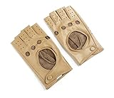 Ambesi Women's Classic 1/2 Finger Leather Driving Gloves Camel M