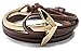 Golastartery Punk Alloy Anchor Bracelet Hand Leather Cuff Bracelet(Light Coffee)