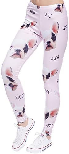 Daoxi 3D Full Printed Running Sexy Stretch Print Leggings for Women(with Woof Bulldog Pattern,55S-M)