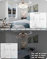 BAYSQUIRREL Retractable Crystal Ceiling Fan with