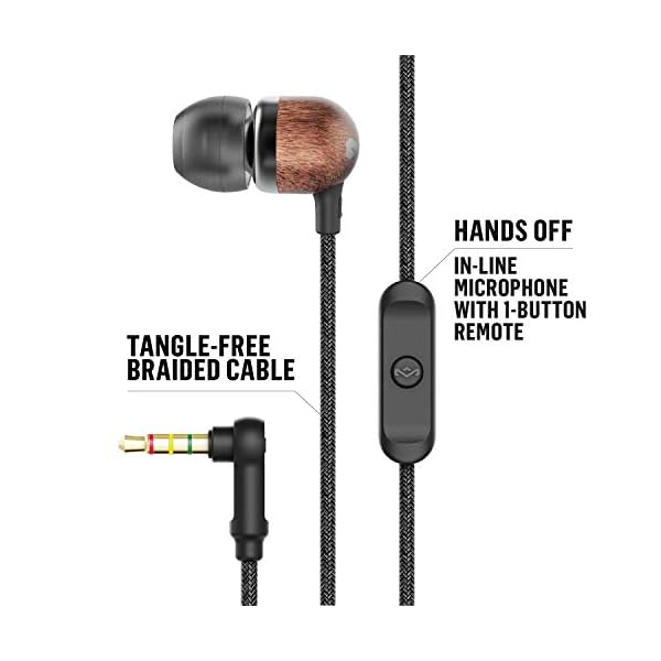 House-of-Marley-Smile-Jamaica-In-Ear-Headphones-Sustainably-Crafted-Eco-Friendly-Noise-Isolating-Wired-Earphones-92mm-Driver-Tangle-Free-Cable-1-Button-Microphone-Control-Signature-Black House of Marley Smile Jamaica In-Ear Headphones - Sustainably Crafted, Eco-Friendly, Noise Isolating Wired Earphones, 9…