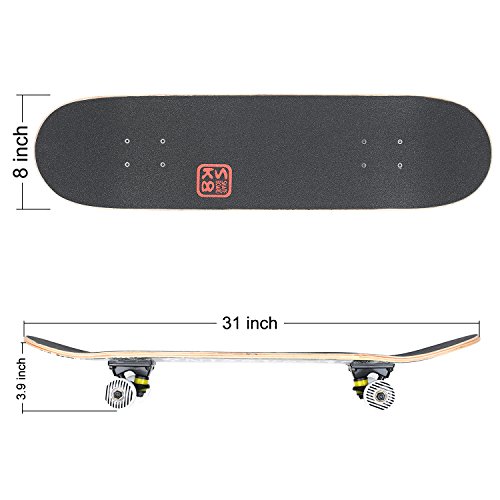 VOKUL 31" X 8" Complete Standard Skateboard Cruiser with 7 Layer Maple Wood Skateboard Deck for Kids Youths Adults (Poison) - Thumbnail 2