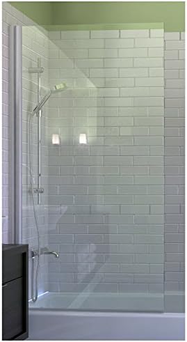 Semi-Frameless Bathtub Shower Screen, Pivot Door, 60 X 33.5, 5/16 (8mm) Glass With Round Top Corner, White Hinge. Model 6008WPR