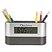 Chelvee Multi-functional Alarm Clock Pencil Holder,With Big LED Backlight Electronic Calendar Snooze Alarm Clock,Two Holes Brush Pot,Office & Home Desktop Stationery Container.