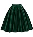 Omelas Women Short Pleated Flare Skater Full Skirt Satin Prom Party Skirts Dress, Medium, Dark Green