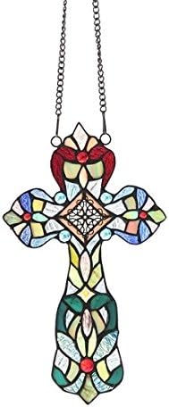 Crois Handcrafted Stained Glass Cross Window Panel