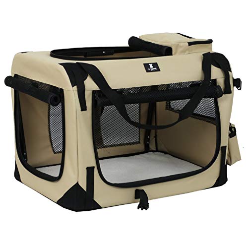 XZONE PET 3Door Folding Soft Dog Crate, Indoor & Outdoor Pet Home