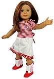 Dress Along Dolly Cowgirl Doll Outfit for American Girl & 18" Dolls - 3 Piece Clothes Set Includes Shirt, Skirt, & Cowgirl Boots