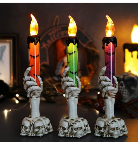 Halloween Skull LED Candlestick Skeleton Ghost Hand Flameless Candle Holder Lamp Lights for Halloween Party Decorations main image 1