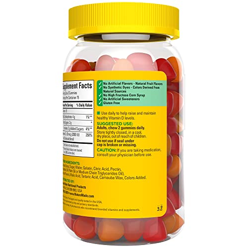Nature Made Vitamin D3 2000 IU (50 mcg) per serving, Dietary Supplement
